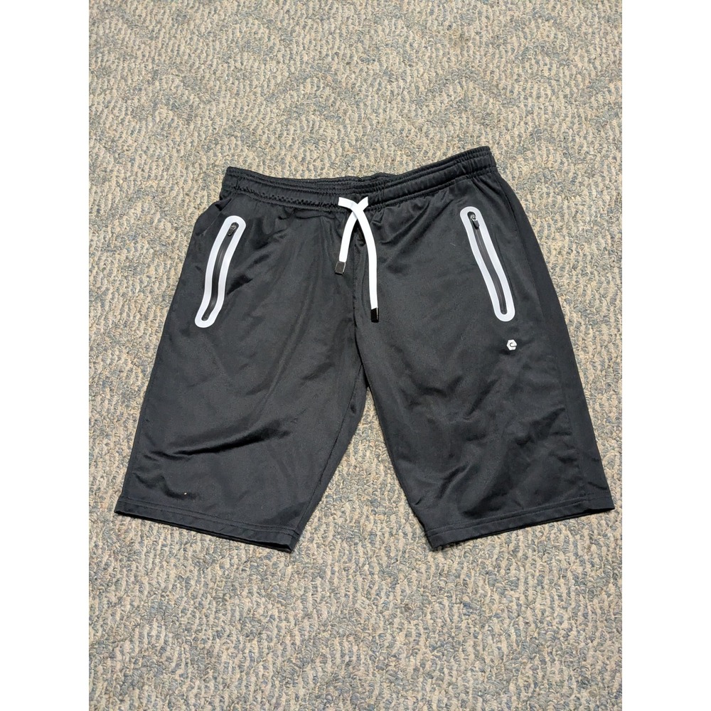Elbowgrease Athletic Mens Black Basketball Gym Shorts Zipper Pockets Size Medium